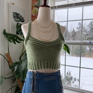 Crescent Sage Knit Crop Top